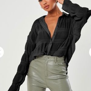 Missguided NWT Black Crinkle Shirt